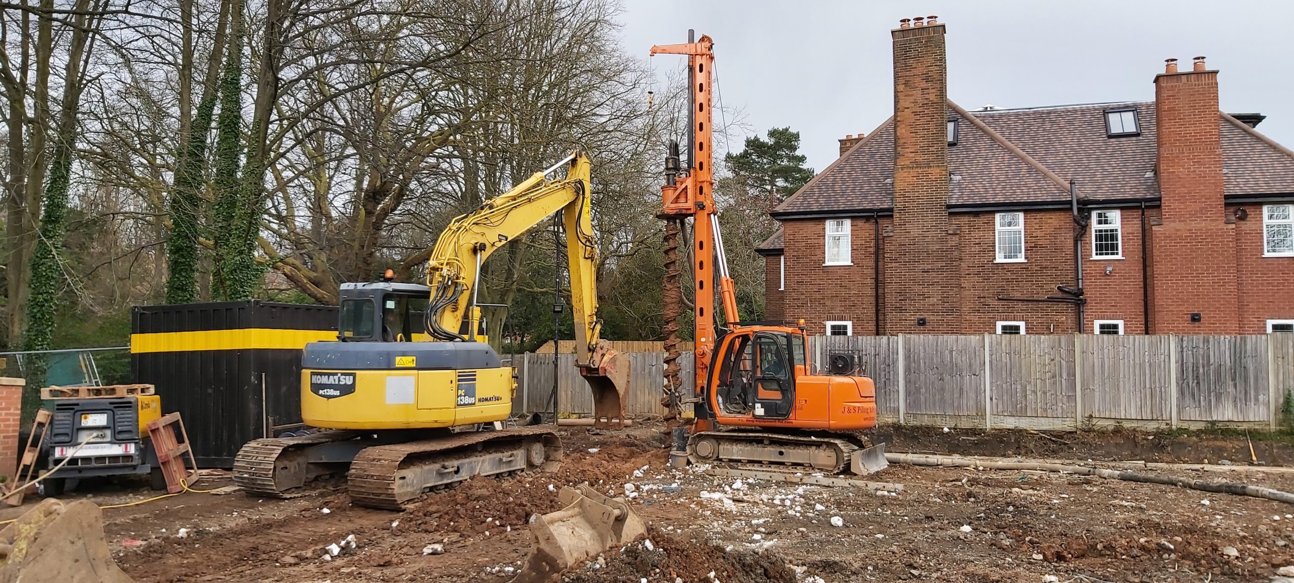 Continuous flight auger piling rig at a residential foundations site